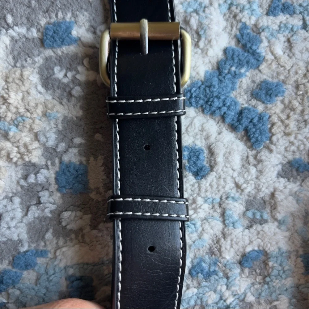 Black Leather Bag Strap with bronze hardware